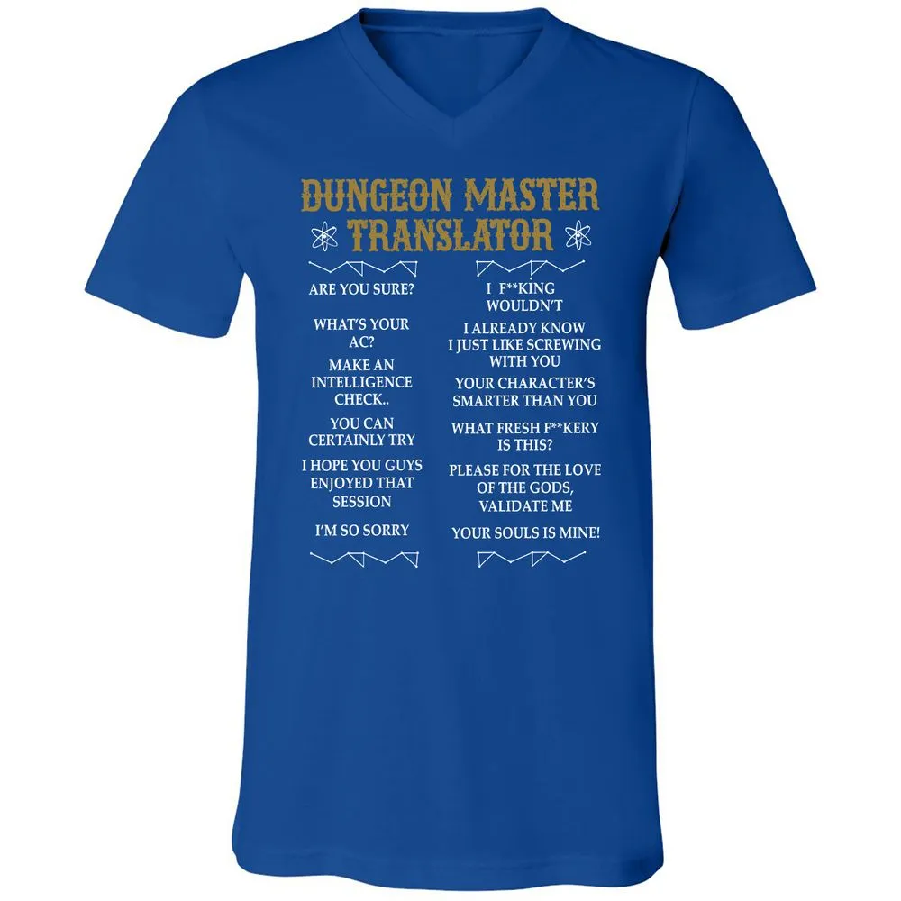 Dungeon Master Translator Unisex V-Neck T-Shirt - True Royal - 4