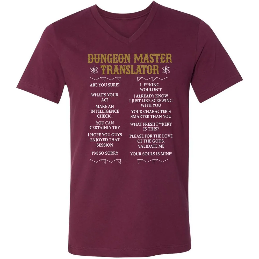 Dungeon Master Translator Unisex V-Neck T-Shirt - Maroon - 6