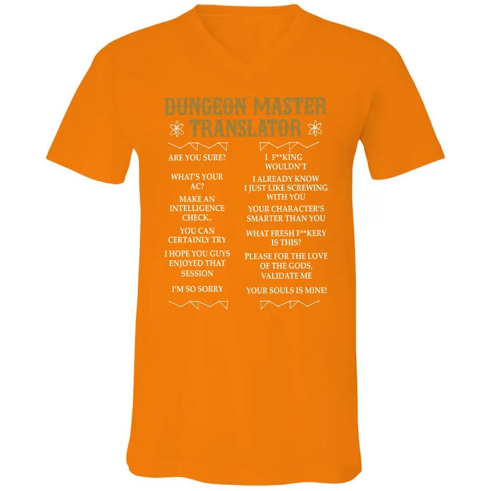Dungeon Master Translator Unisex V-Neck T-Shirt - Orange - 11