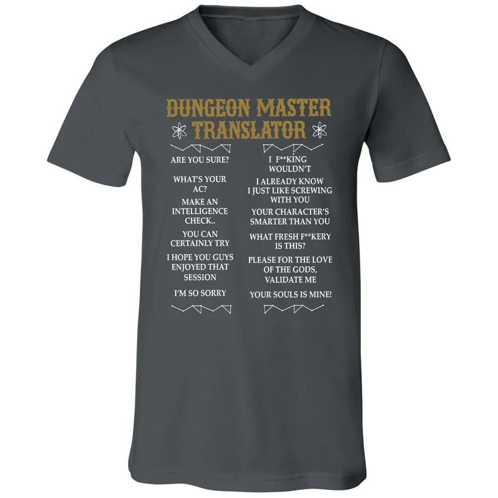 Dungeon Master Translator Unisex V-Neck T-Shirt - Asphalt - 12