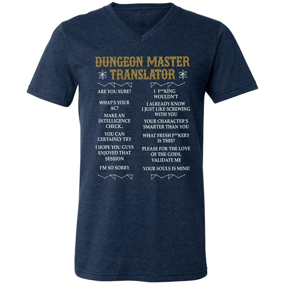 Dungeon Master Translator Unisex V-Neck T-Shirt - Heather Navy - 15