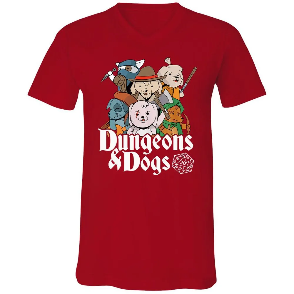 Dungeons & Dogs Unisex V-Neck T-Shirt - Red - 3