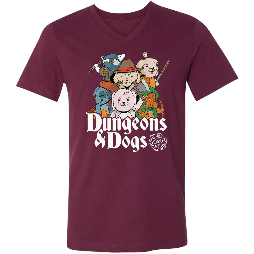 Dungeons & Dogs Unisex V-Neck T-Shirt - Maroon - 6