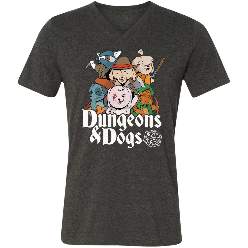 Dungeons & Dogs Unisex V-Neck T-Shirt - Dark Grey Heather - 8