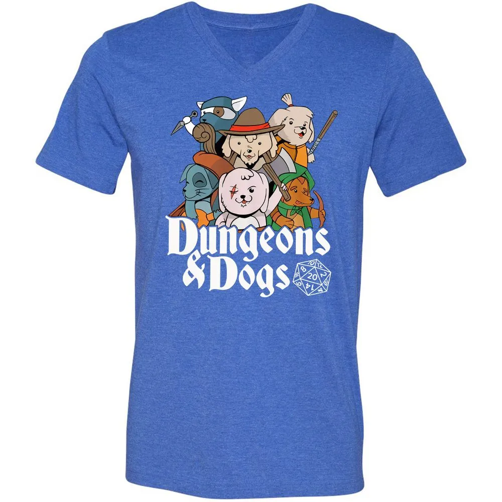 Dungeons & Dogs Unisex V-Neck T-Shirt - Heather True Royal - 14