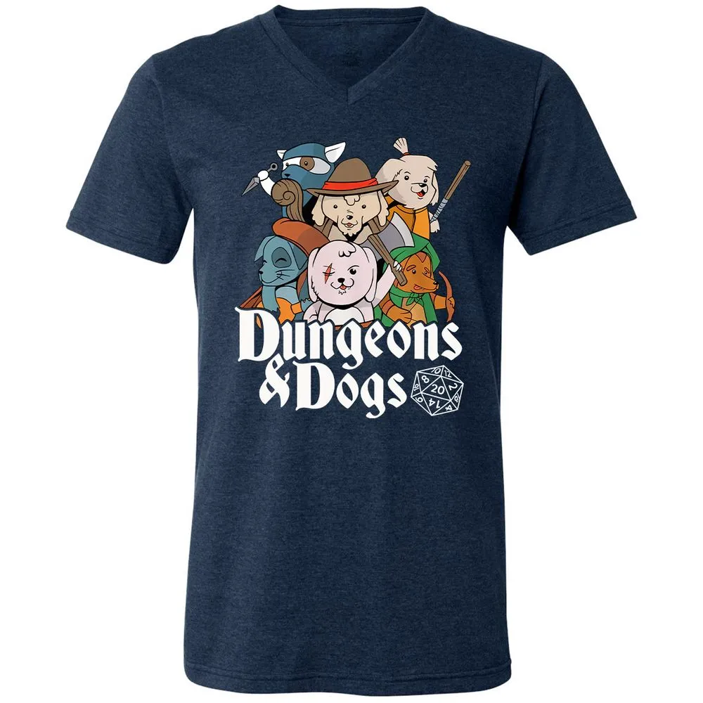 Dungeons & Dogs Unisex V-Neck T-Shirt - Heather Navy - 15