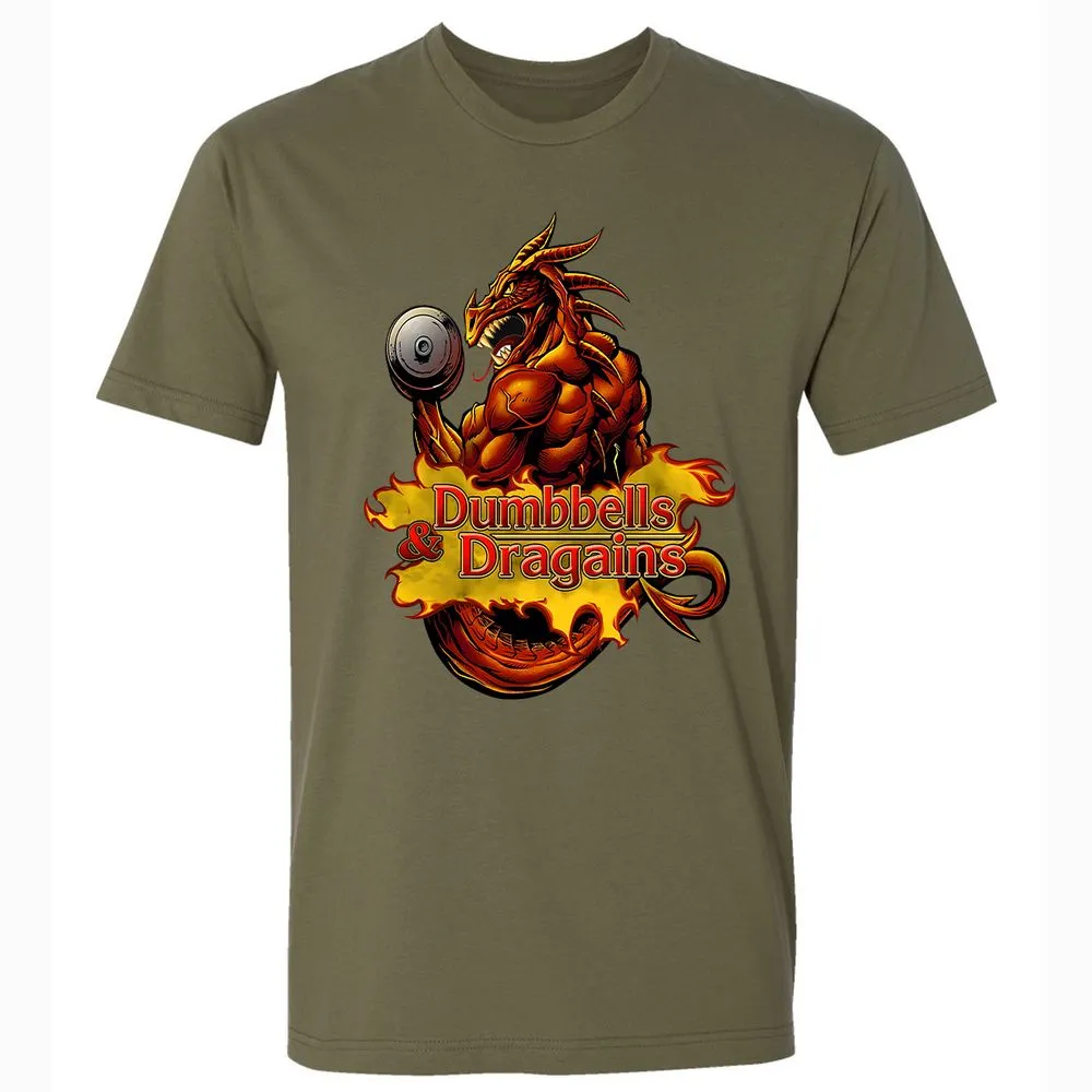 Dumbbells & Dragains Premium Unisex T-Shirt - Military Green - 5