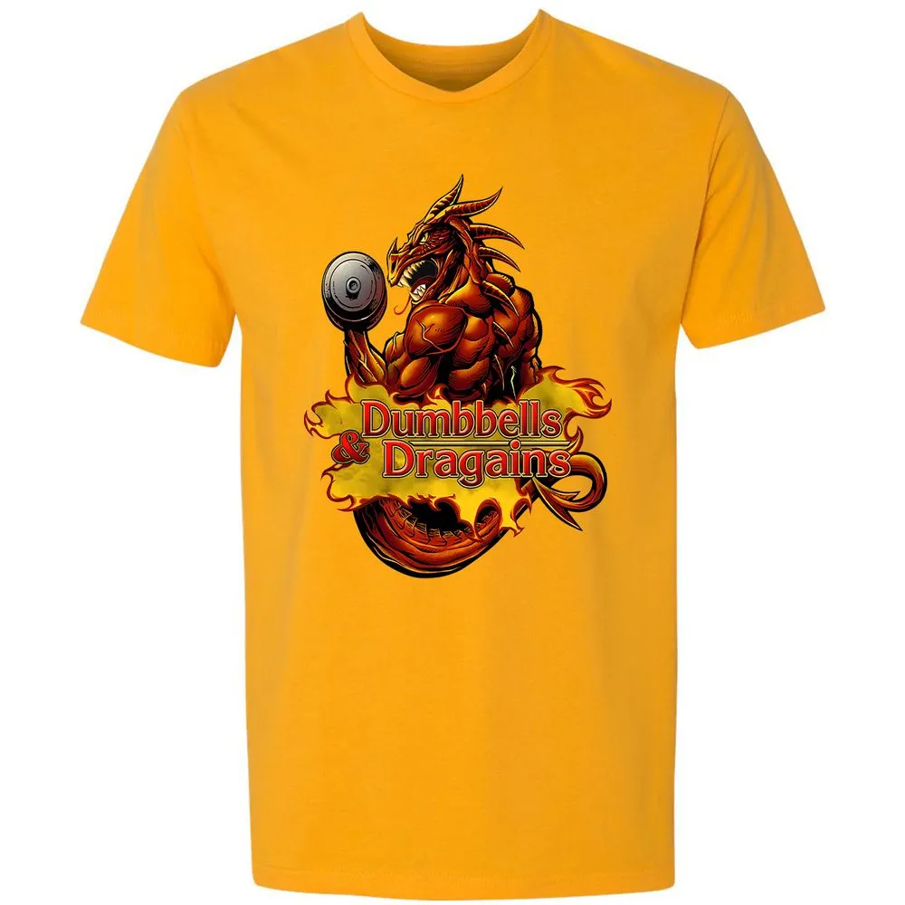 Dumbbells & Dragains Premium Unisex T-Shirt - Gold - 12