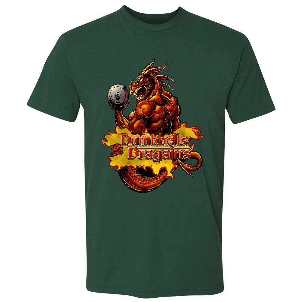 Dumbbells & Dragains Premium Unisex T-Shirt - Forest Green - 13