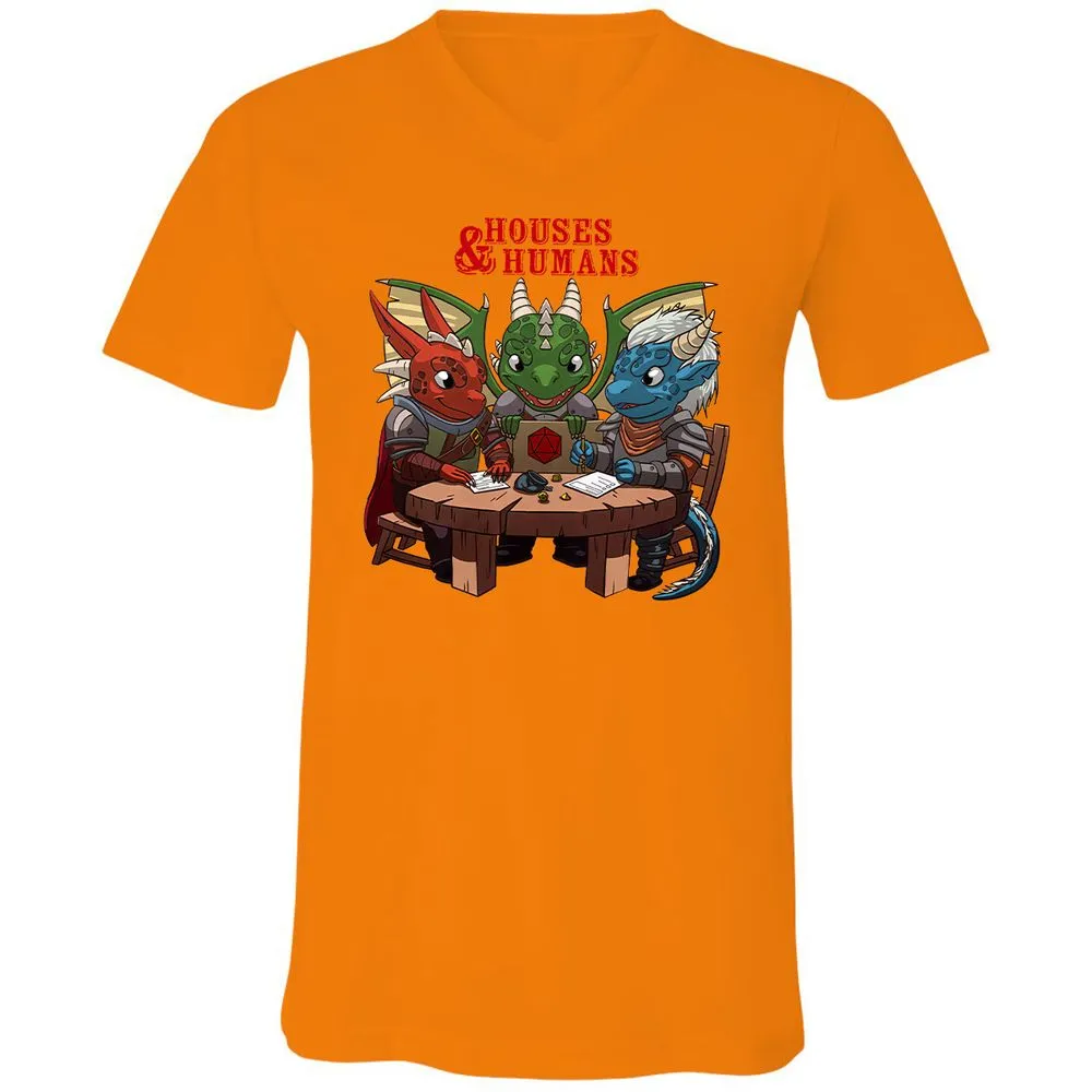 Houses & Humans Unisex V-Neck T-Shirt - Orange - 11