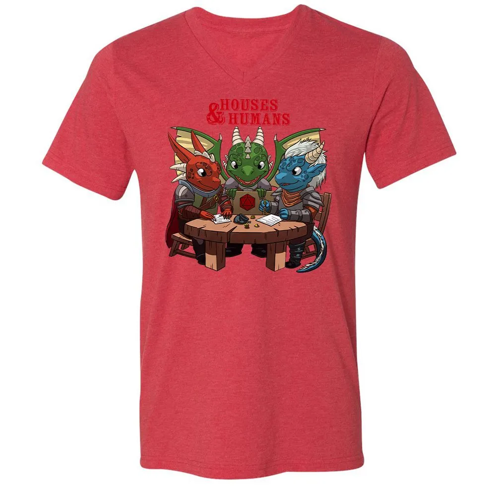 Houses & Humans Unisex V-Neck T-Shirt - Heather Red - 16