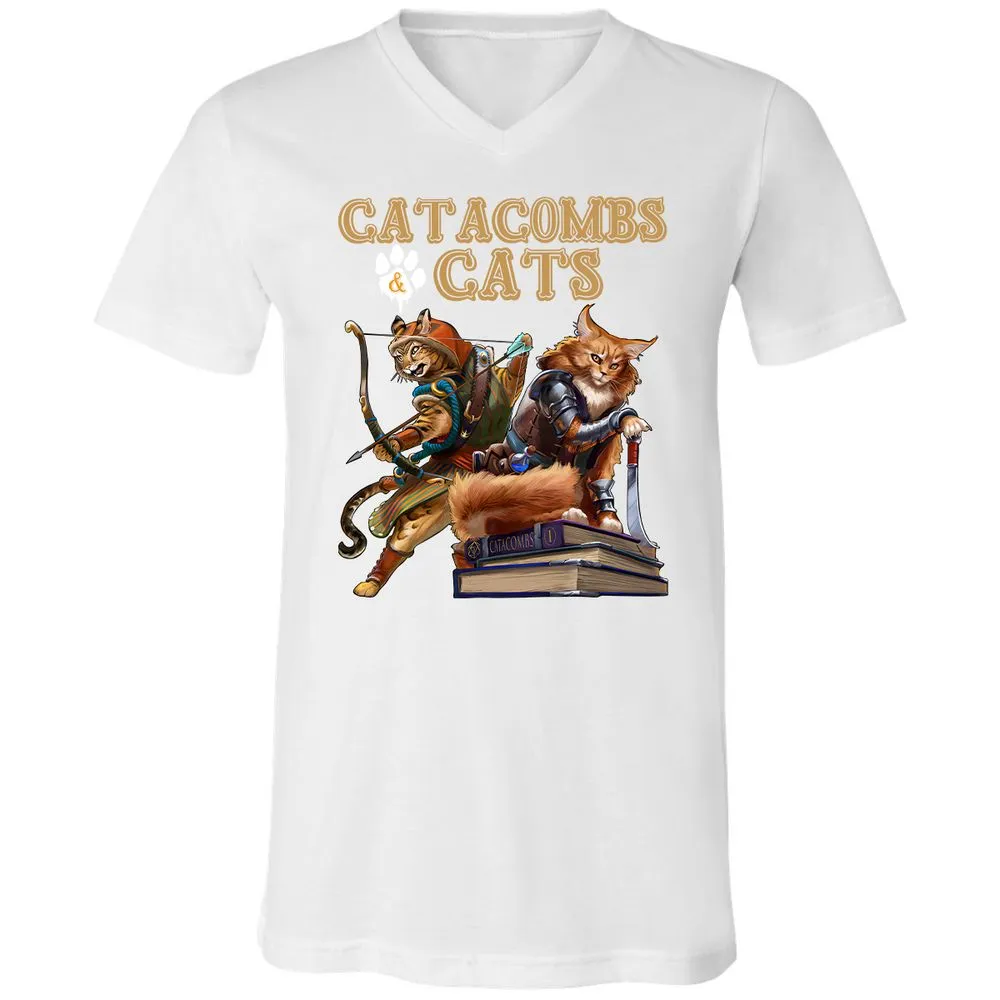 Catacombs & Cats Unisex V-Neck T-Shirt - White - 5