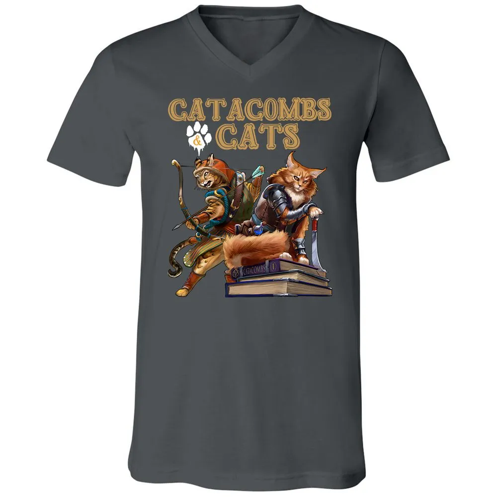 Catacombs & Cats Unisex V-Neck T-Shirt - Asphalt - 12
