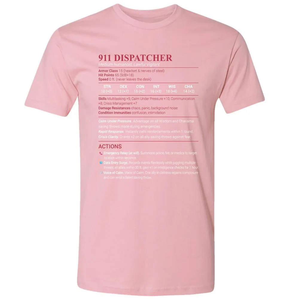 911 Dispatcher Premium Unisex T-Shirt - Light Pink - 3