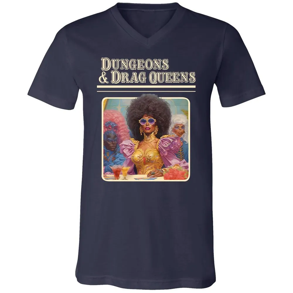 Dungeons & Drag Queens Unisex V-Neck T-Shirt - Navy - 2
