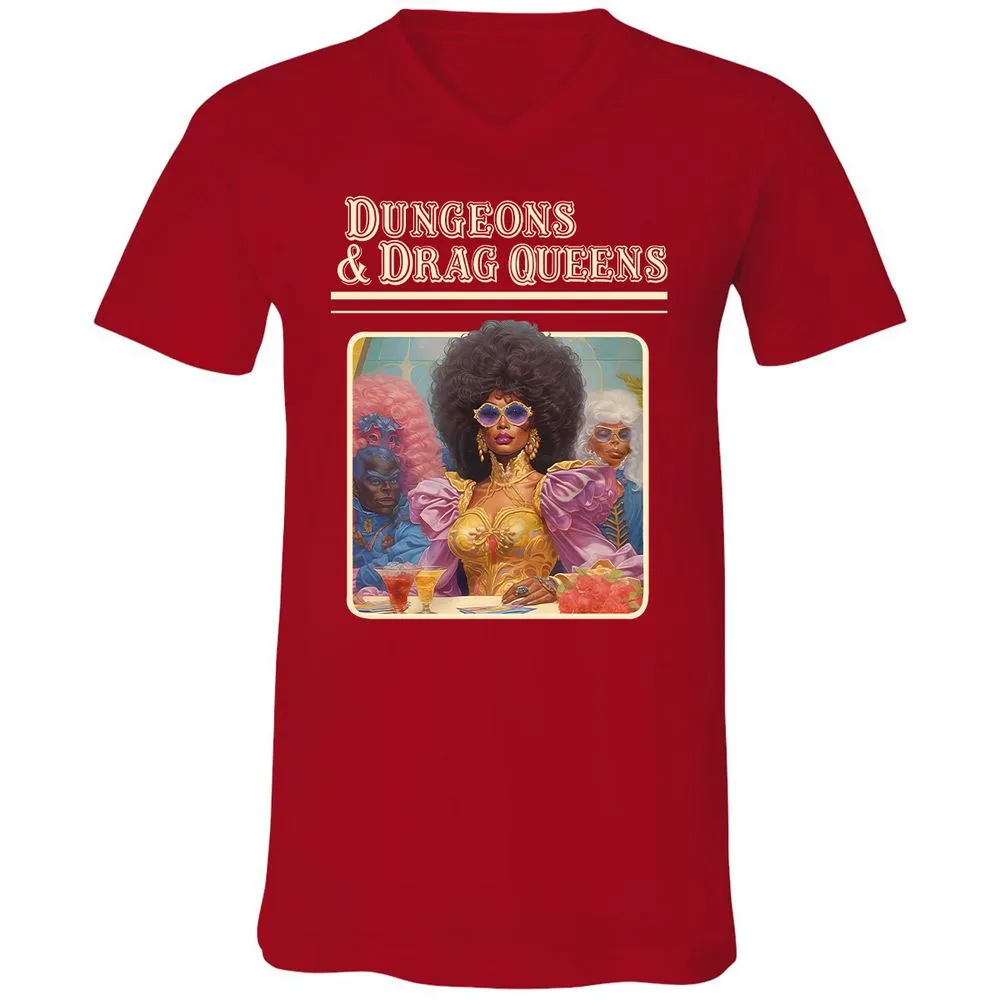 Dungeons & Drag Queens Unisex V-Neck T-Shirt - Red - 3