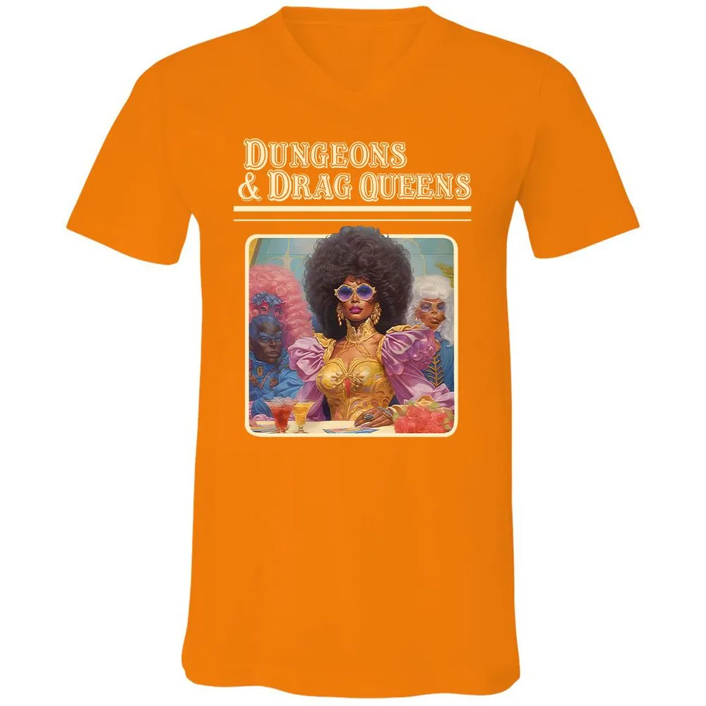 Dungeons & Drag Queens Unisex V-Neck T-Shirt - Orange - 11
