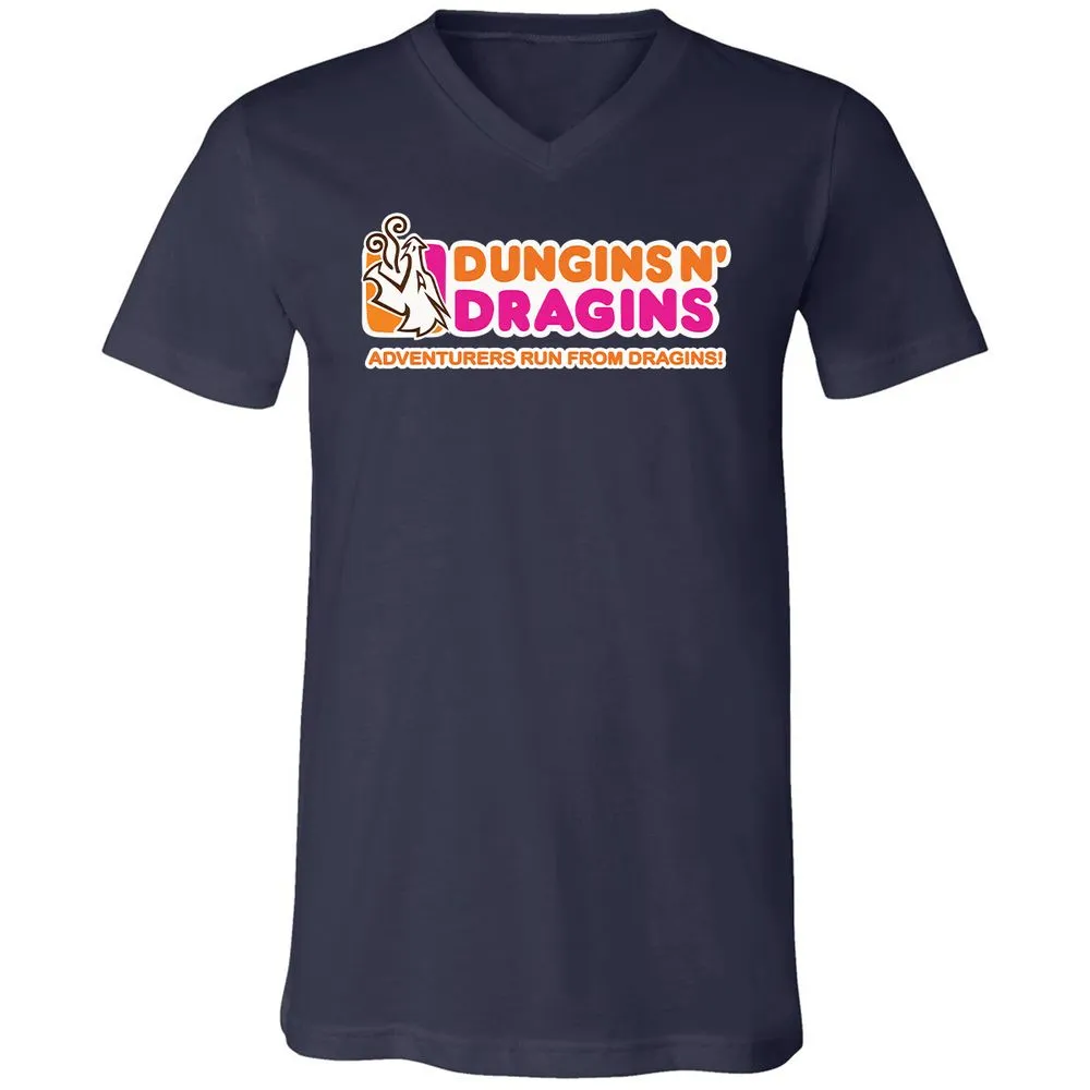 Dungins & Dragins Unisex V-Neck T-Shirt - Navy - 2