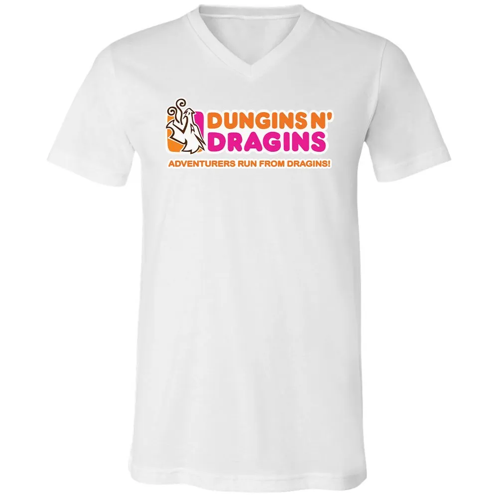 Dungins & Dragins Unisex V-Neck T-Shirt - White - 5