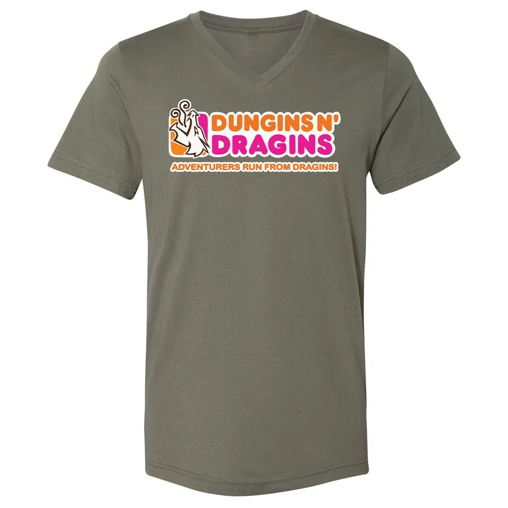 Dungins & Dragins Unisex V-Neck T-Shirt - Military Green - 10