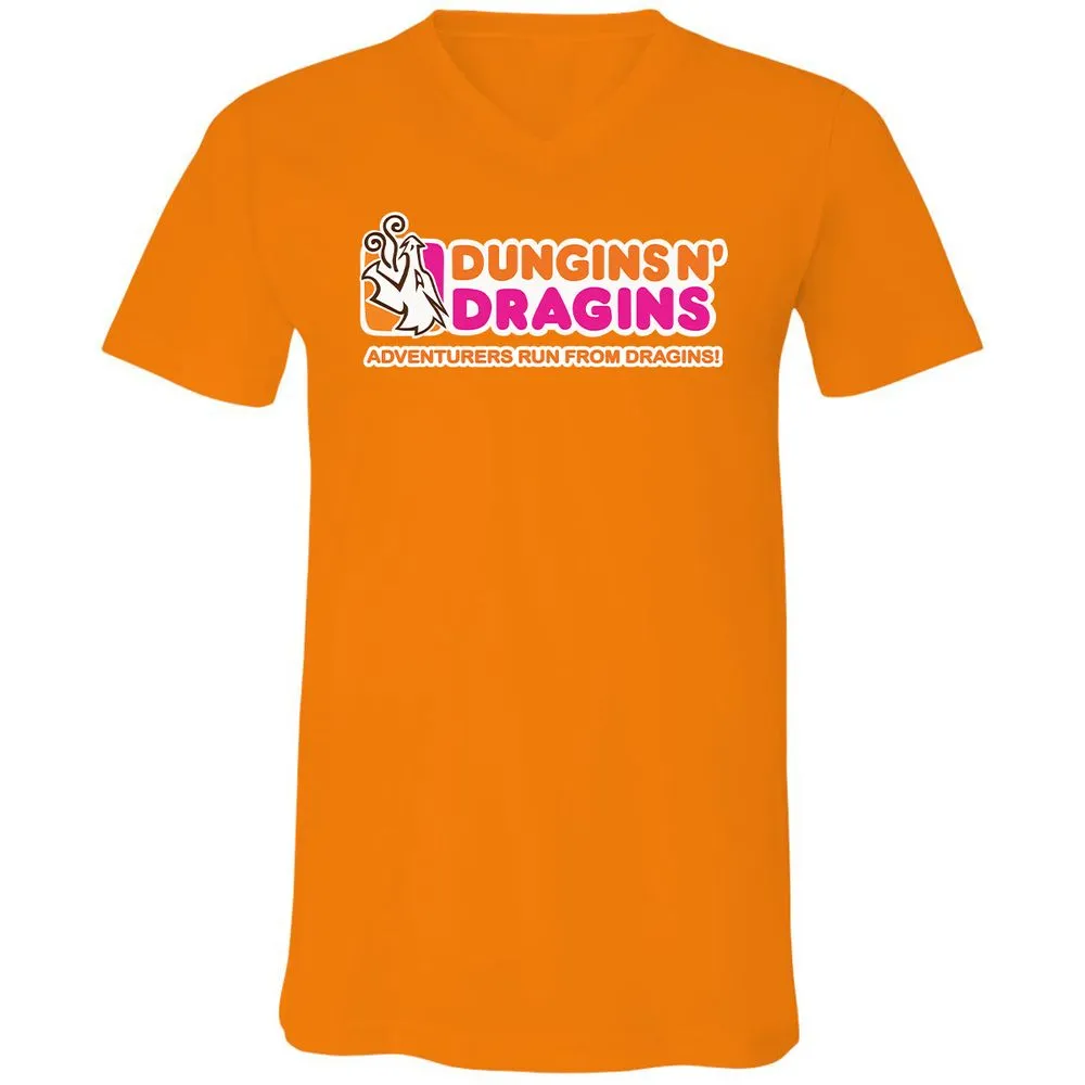Dungins & Dragins Unisex V-Neck T-Shirt - Orange - 11