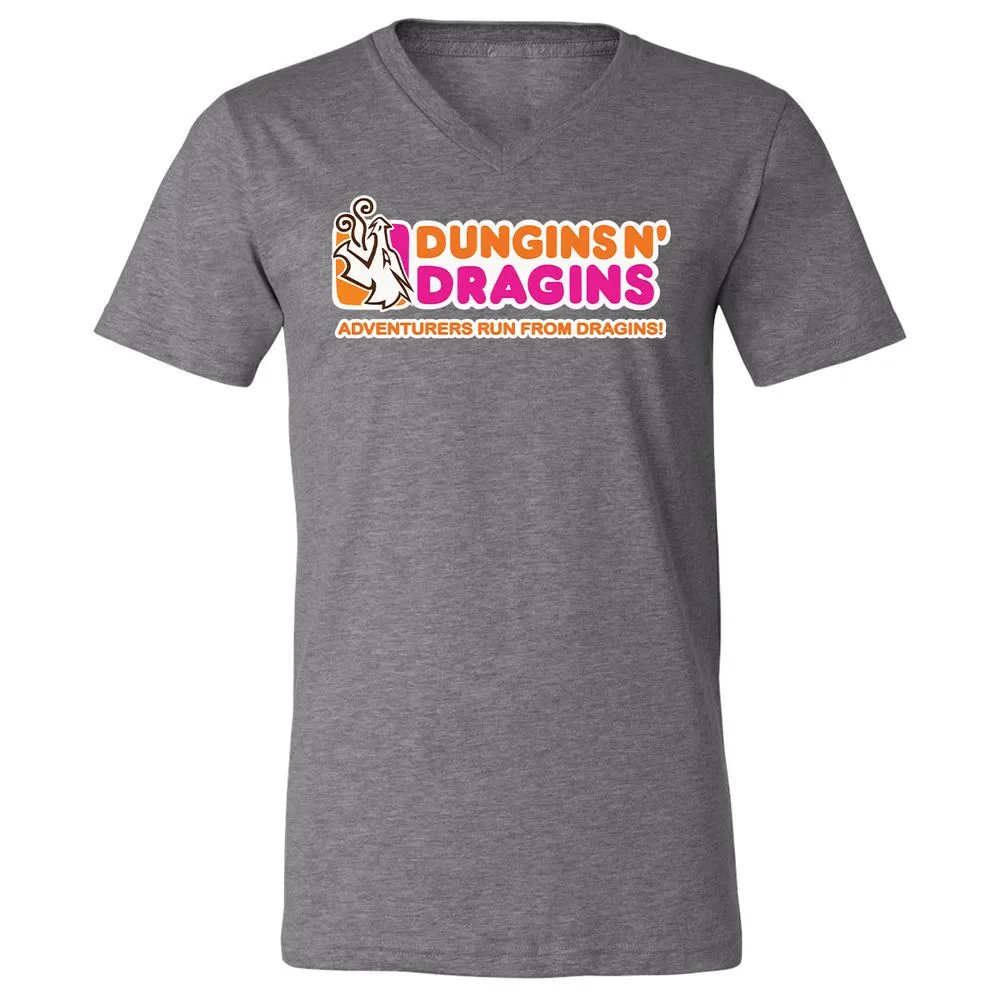 Dungins & Dragins Unisex V-Neck T-Shirt - Deep Heather - 13