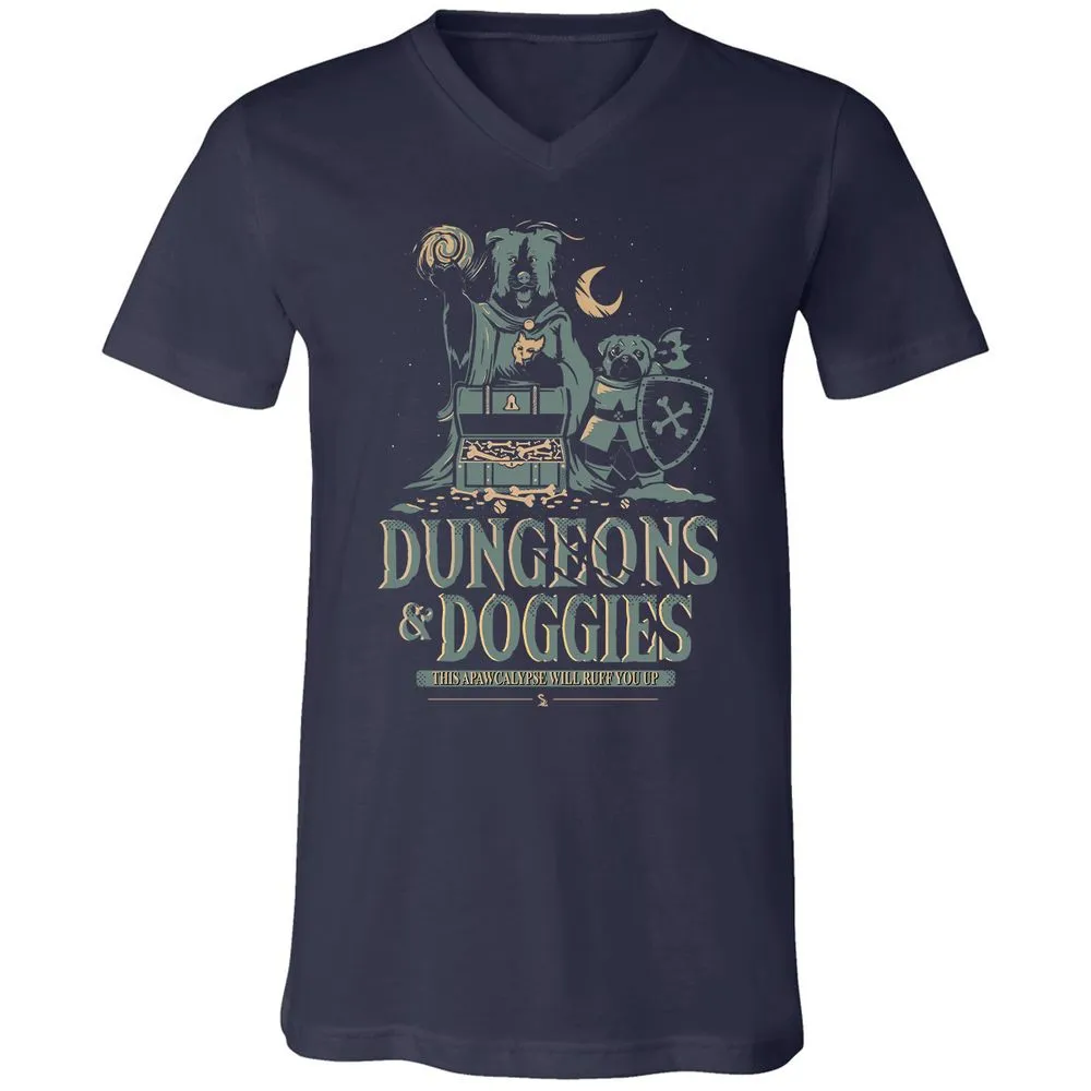 Dungeons & Doggies Unisex V-Neck T-Shirt - Navy - 2