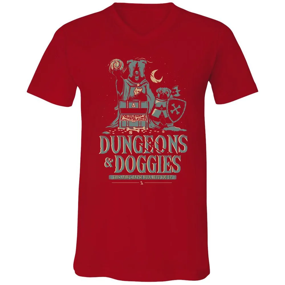 Dungeons & Doggies Unisex V-Neck T-Shirt - Red - 3