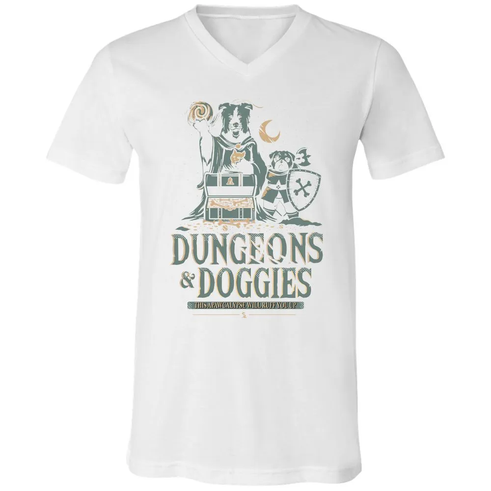 Dungeons & Doggies Unisex V-Neck T-Shirt - White - 5
