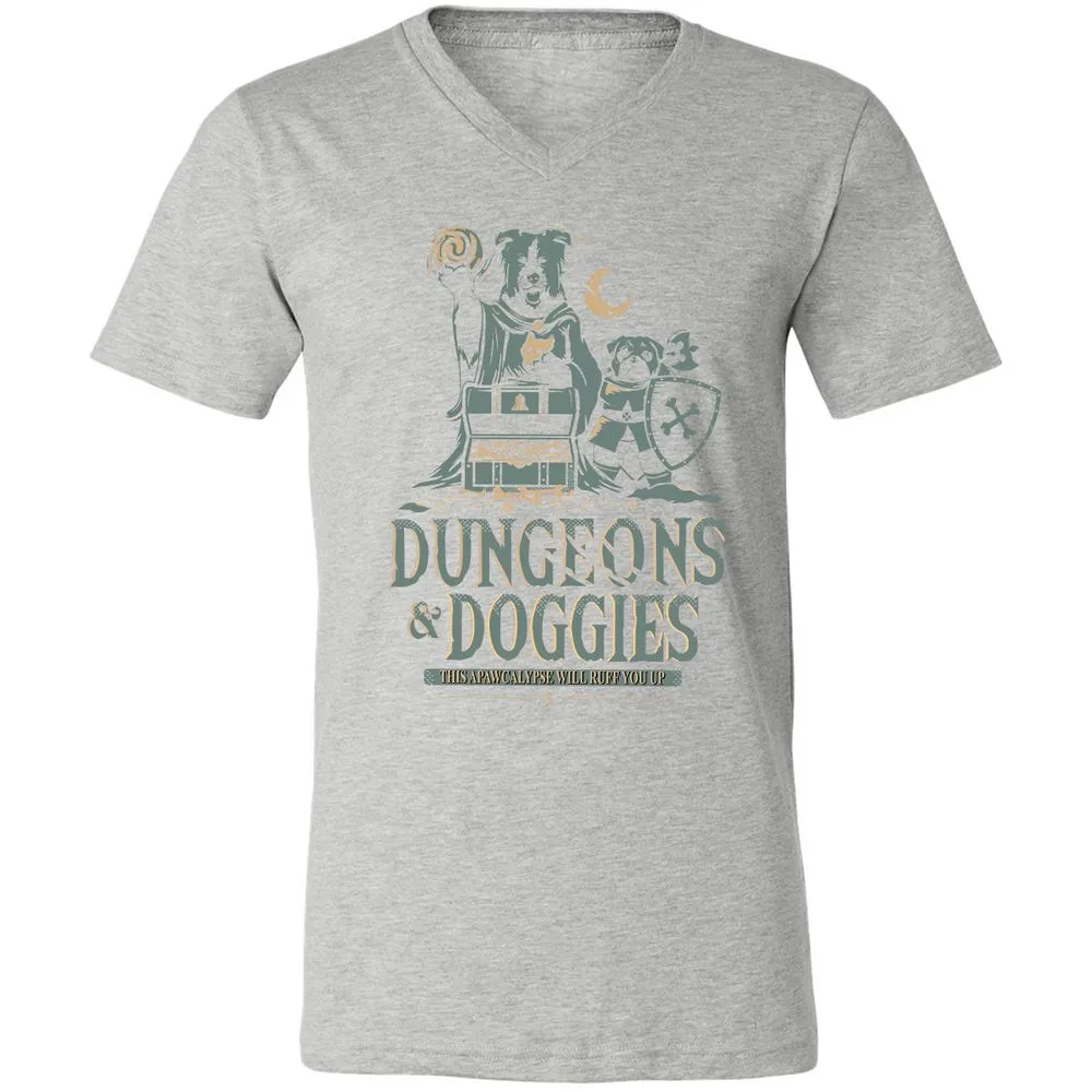 Dungeons & Doggies Unisex V-Neck T-Shirt - Athletic Heather - 7