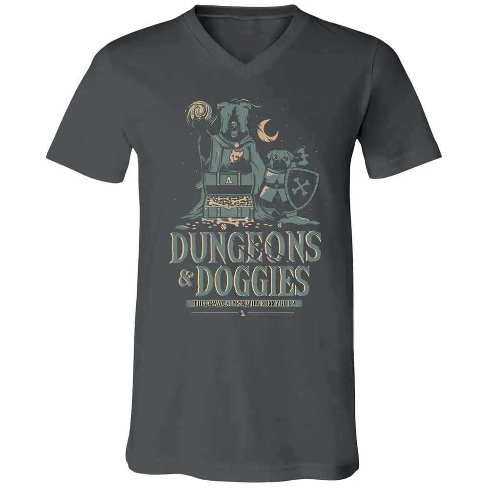 Dungeons & Doggies Unisex V-Neck T-Shirt - Asphalt - 12