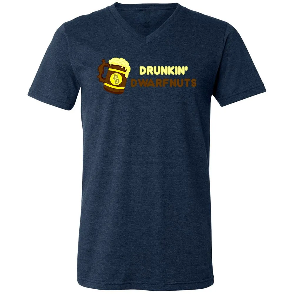 Drunkin' Dwartnuts Unisex V-Neck T-Shirt - Heather Navy - 15