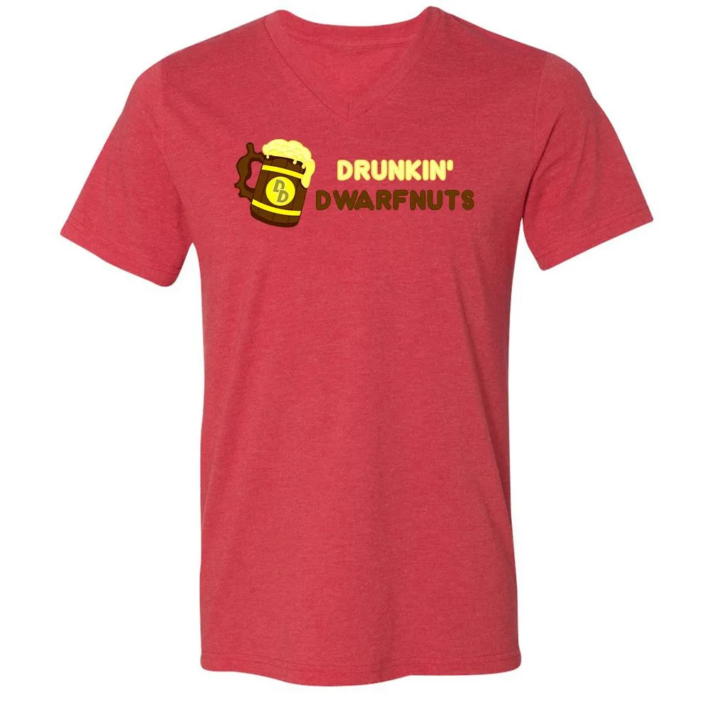 Drunkin' Dwartnuts Unisex V-Neck T-Shirt - Heather Red - 16