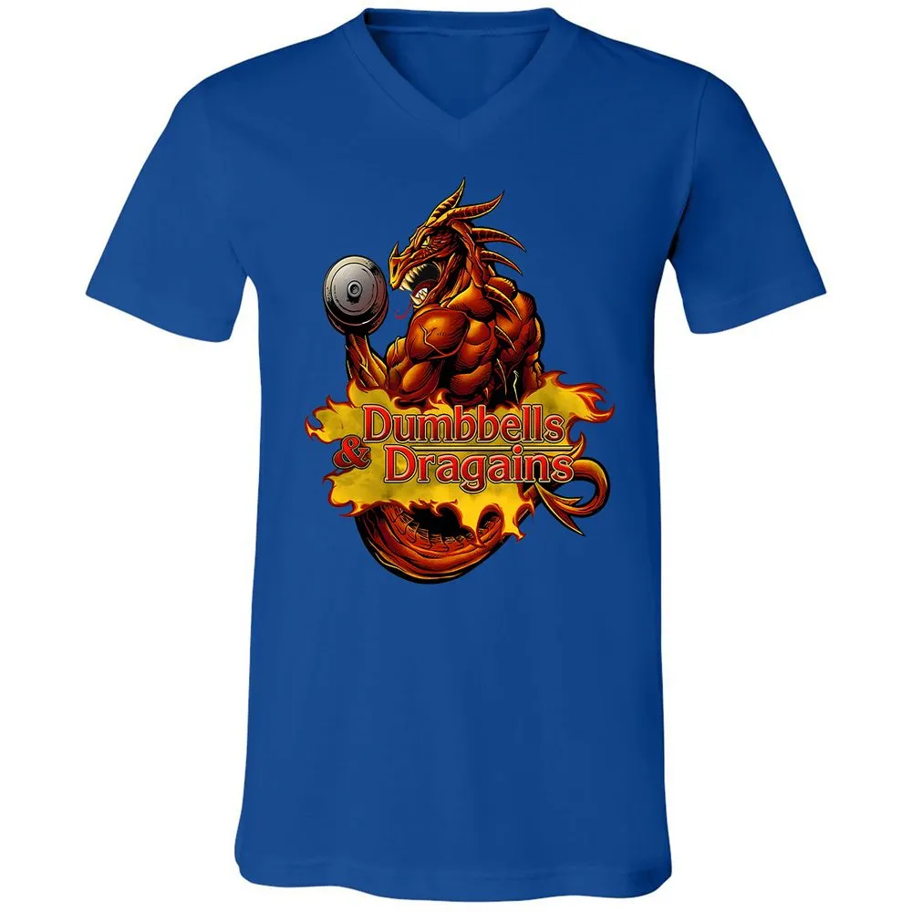 Dumbbells & Dragains Unisex V-Neck T-Shirt - True Royal - 4