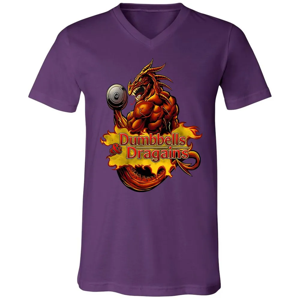 Dumbbells & Dragains Unisex V-Neck T-Shirt - Team Purple - 9