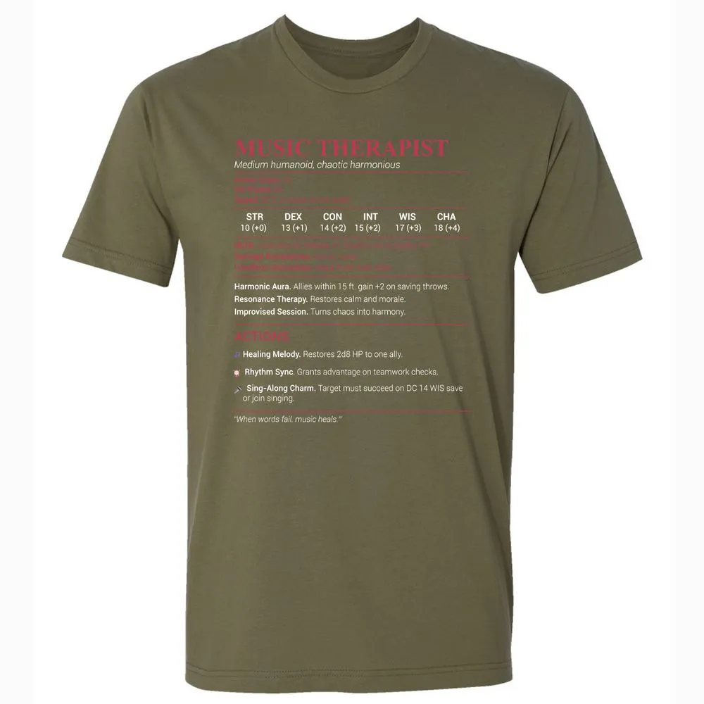 Music Therapist Premium Unisex T-Shirt - Military Green - 5