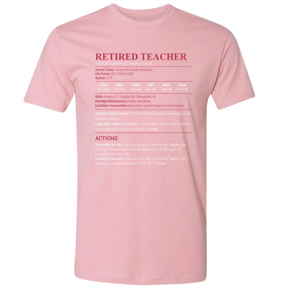 Retired Teacher Premium Unisex T-Shirt - Light Pink - 3