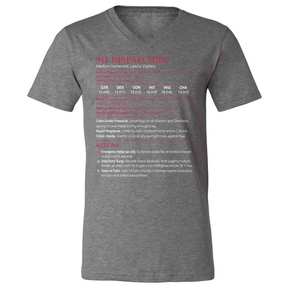 911 Dispatcher Unisex V-Neck T-Shirt - Deep Heather - 13