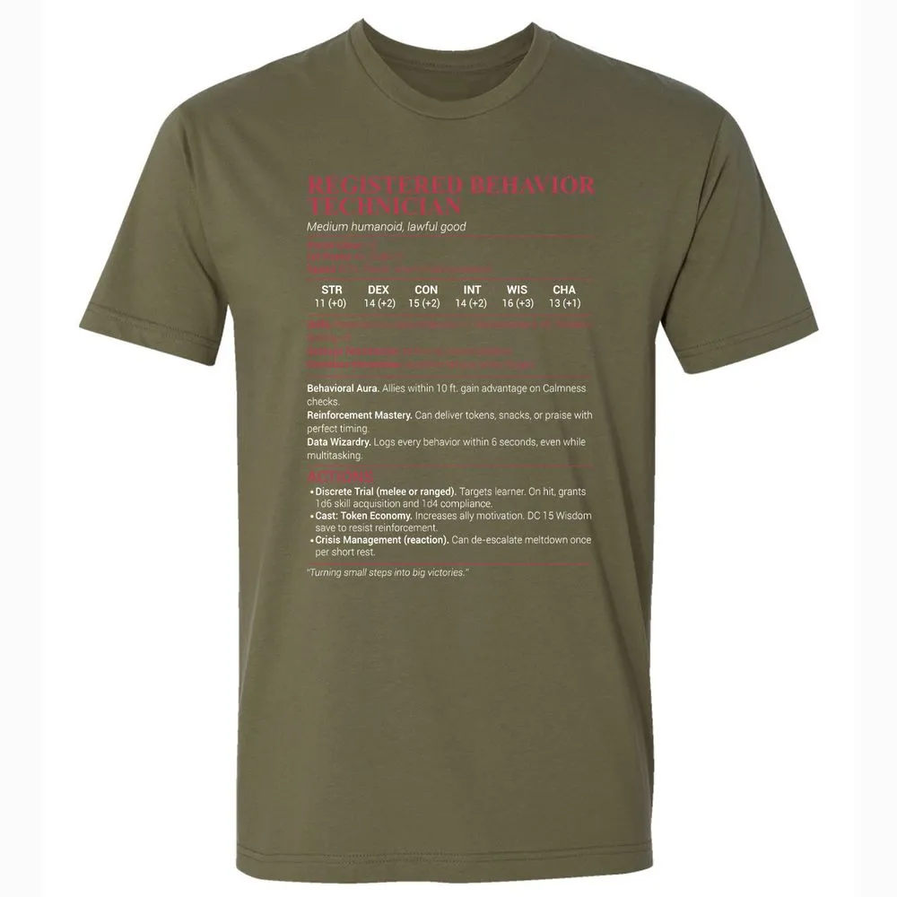 Registered Behavior Technician RBT Premium Unisex T-Shirt - Military Green - 5