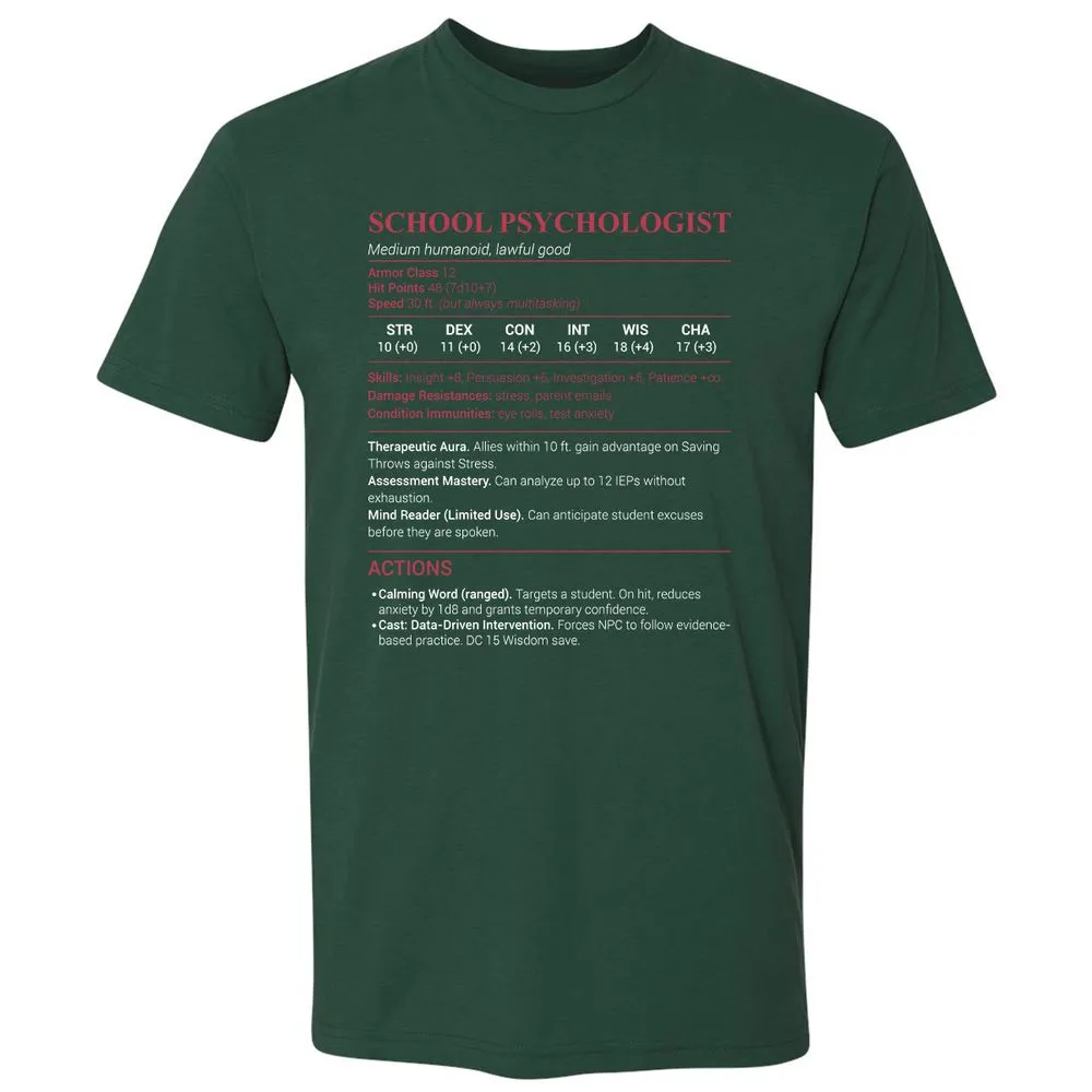 School Psychologist Premium Unisex T-Shirt - Forest Green - 13