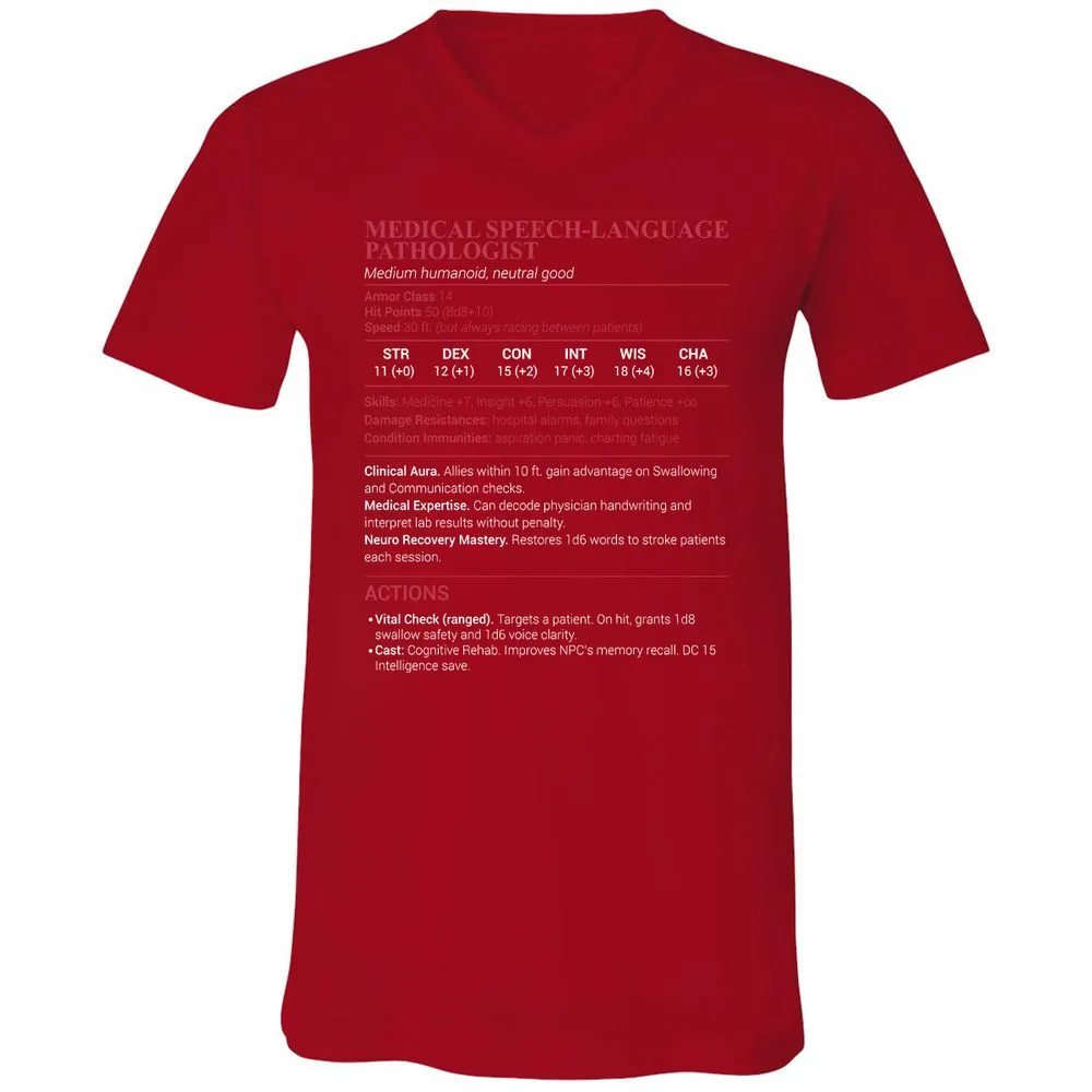 Medical SLP Unisex V-Neck T-Shirt - Red - 3