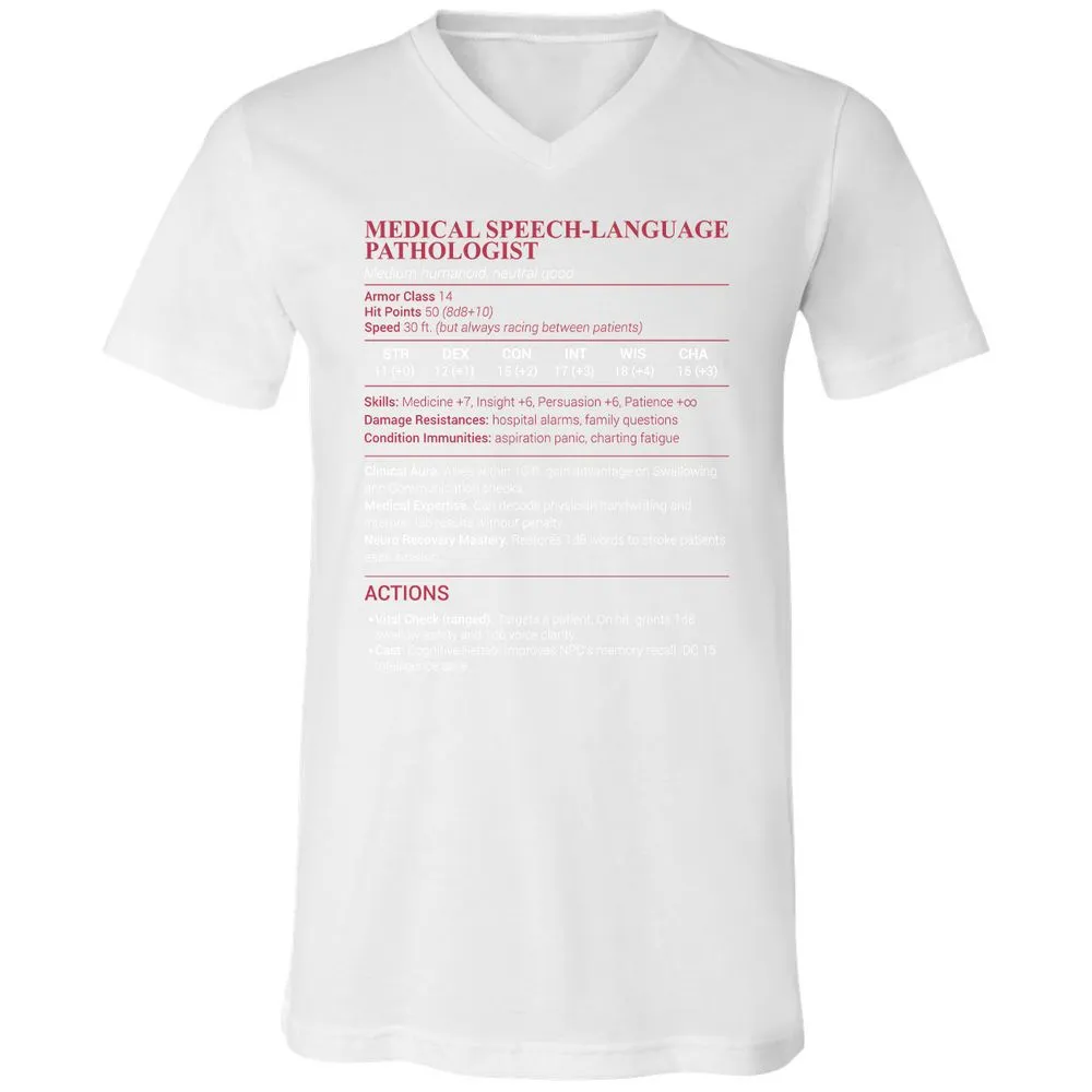 Medical SLP Unisex V-Neck T-Shirt - White - 5