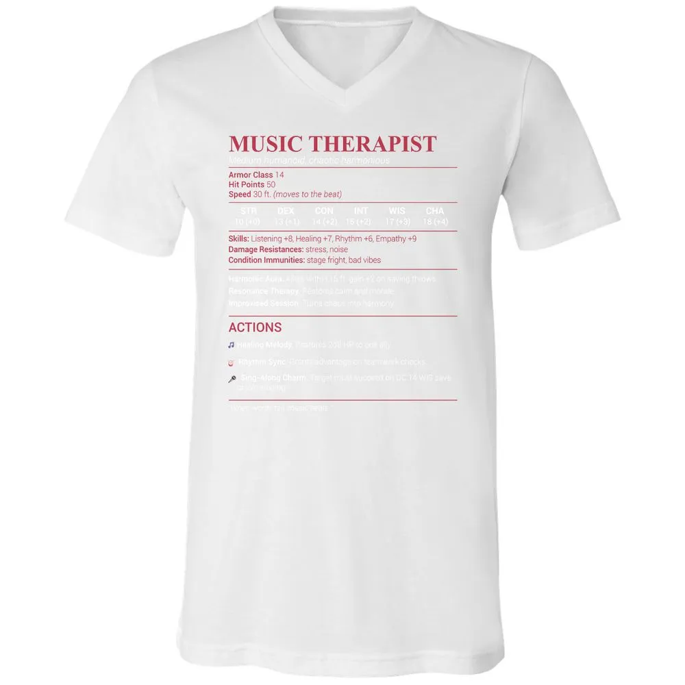 Music Therapist Unisex V-Neck T-Shirt - White - 5