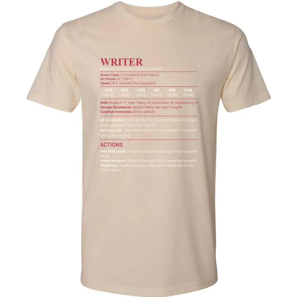 Writer Premium Unisex T-Shirt - Cream - 14
