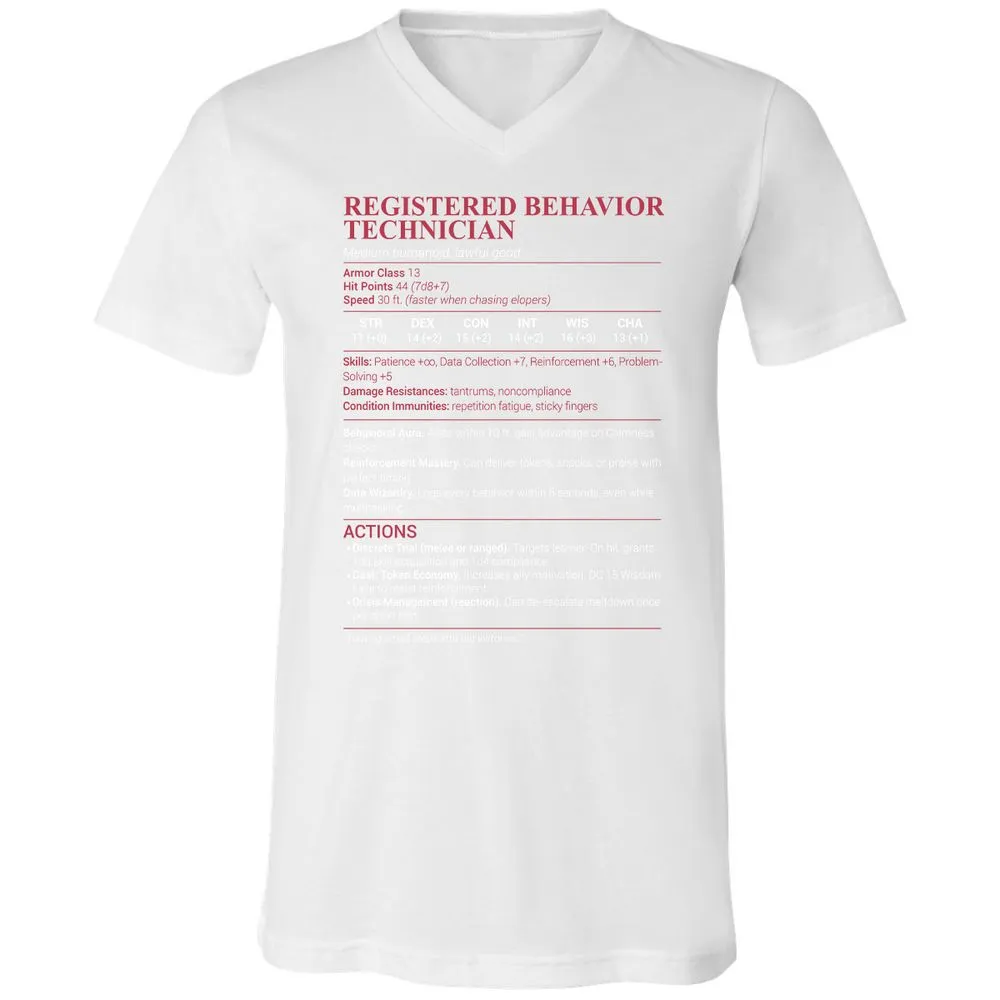 Registered Behavior Technician RBT Unisex V-Neck T-Shirt - White - 5