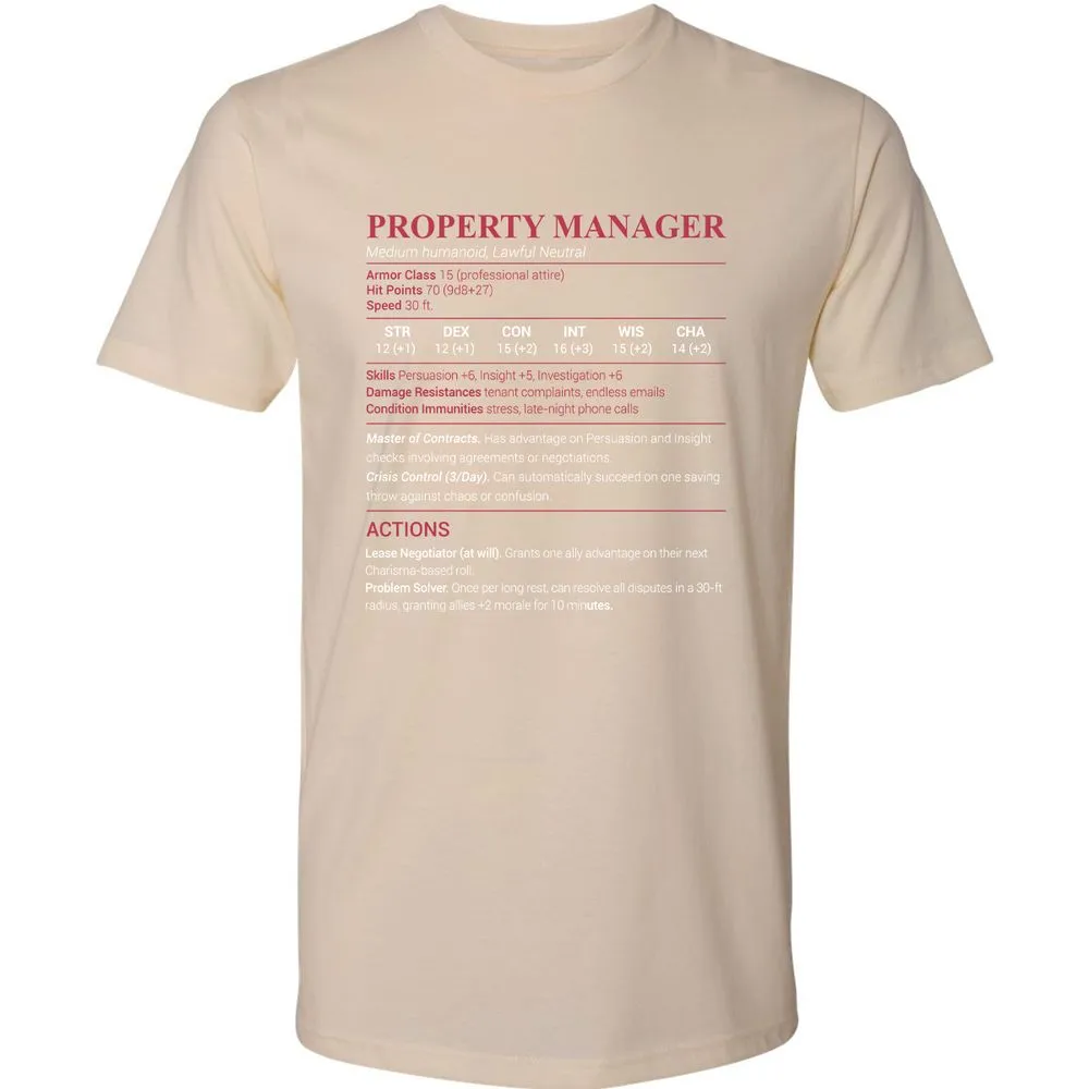 Property Manager Premium Unisex T-Shirt - Cream - 14