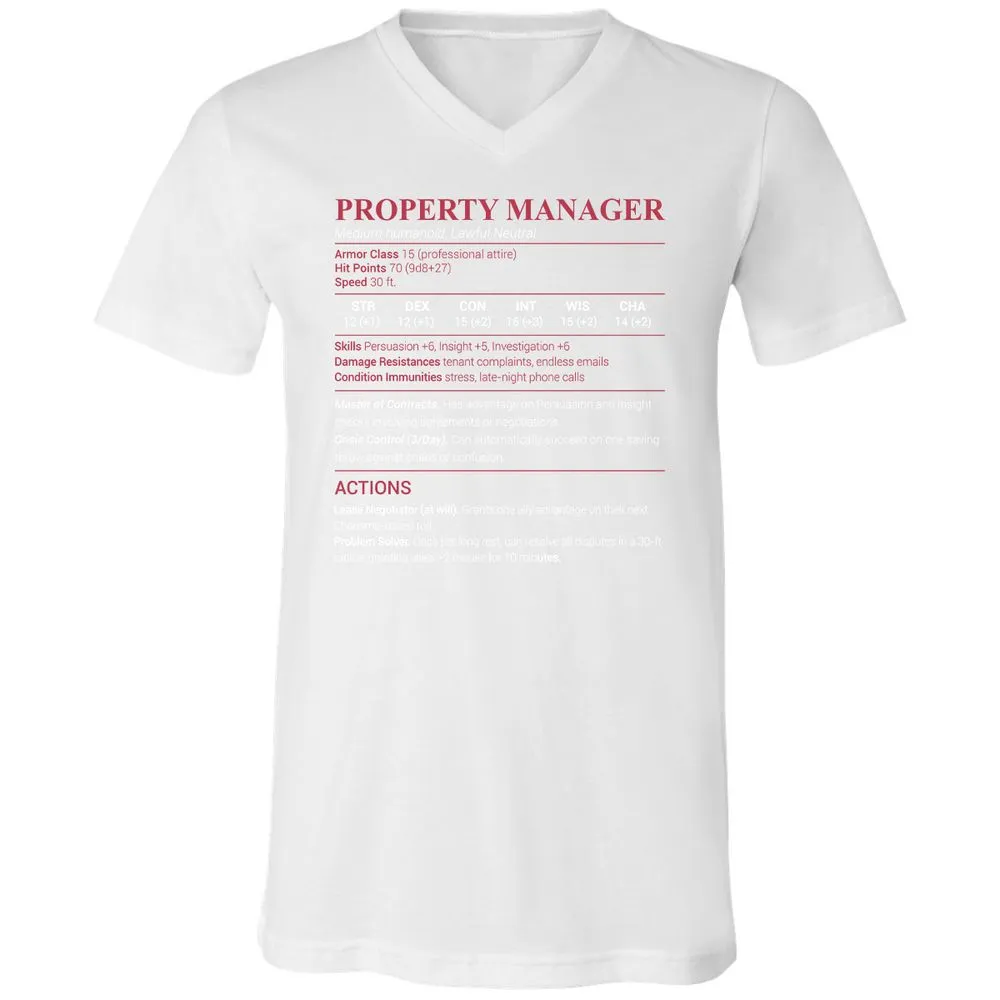 Property Manager Unisex V-Neck T-Shirt - White - 5