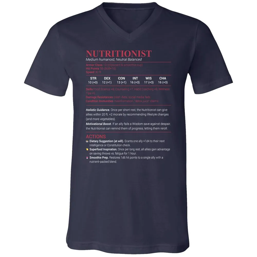 Nutritionist Unisex V-Neck T-Shirt - Navy - 2
