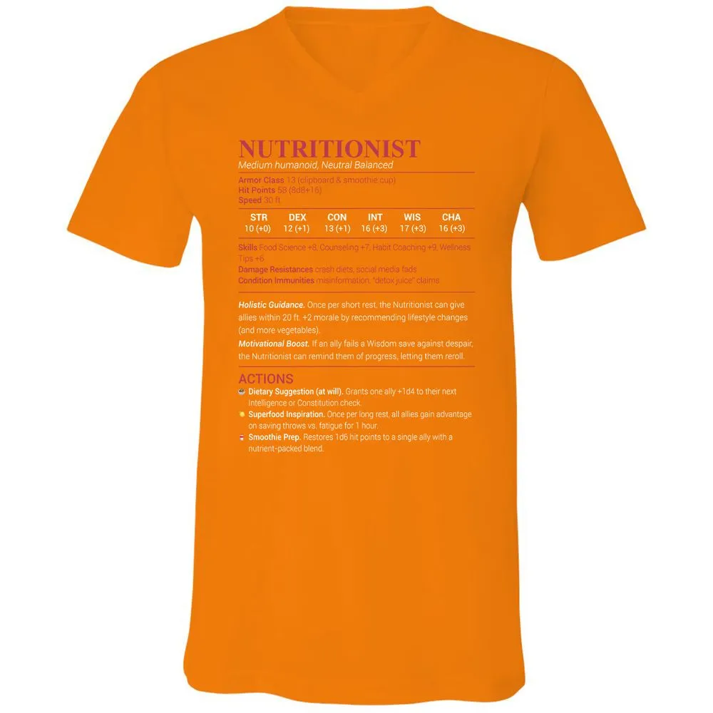 Nutritionist Unisex V-Neck T-Shirt - Orange - 11