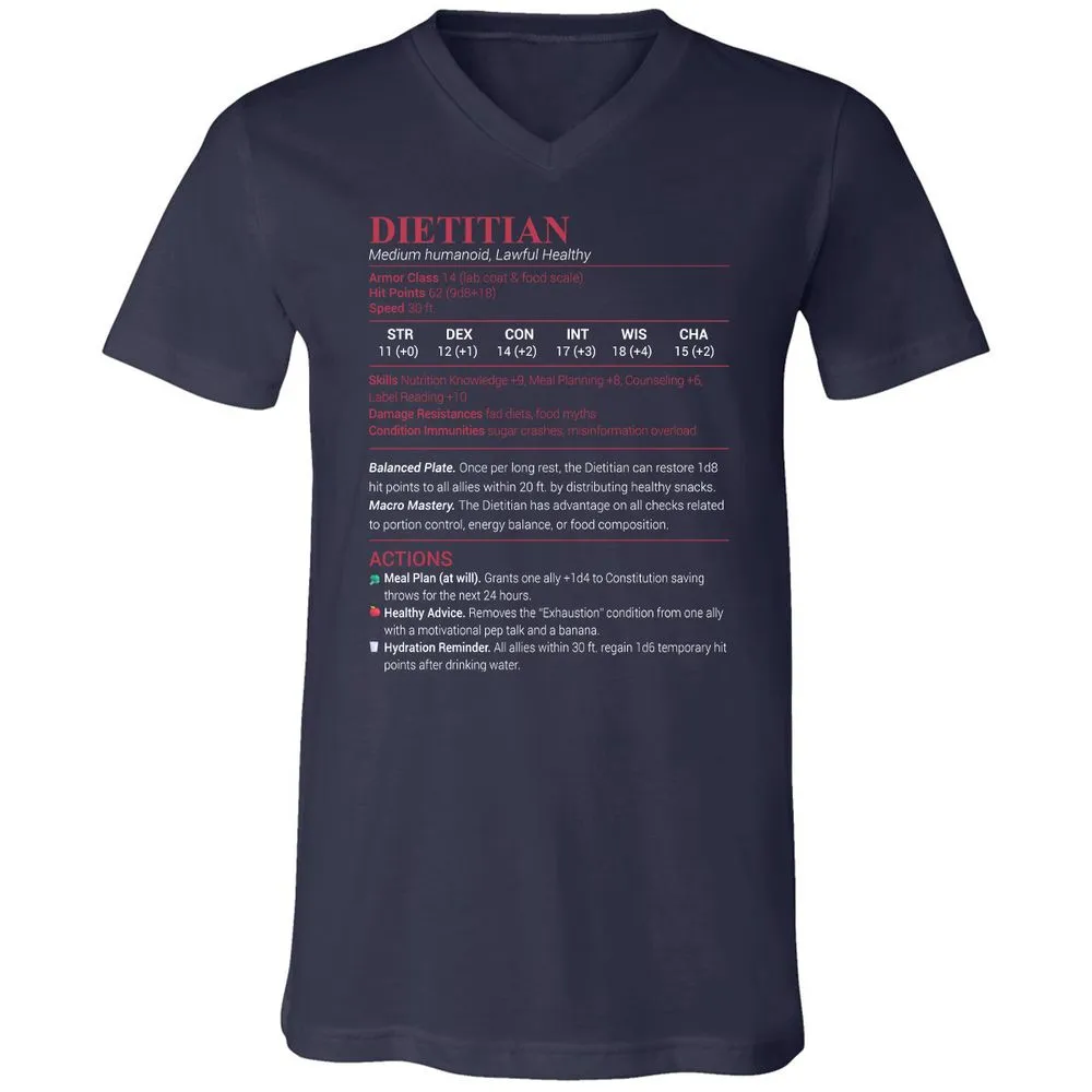 Dietitian Unisex V-Neck T-Shirt - Navy - 2